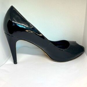 Cole Haan Open Toe Airviolet Patent Leather Black Pump Peeptoe for Spring/summer